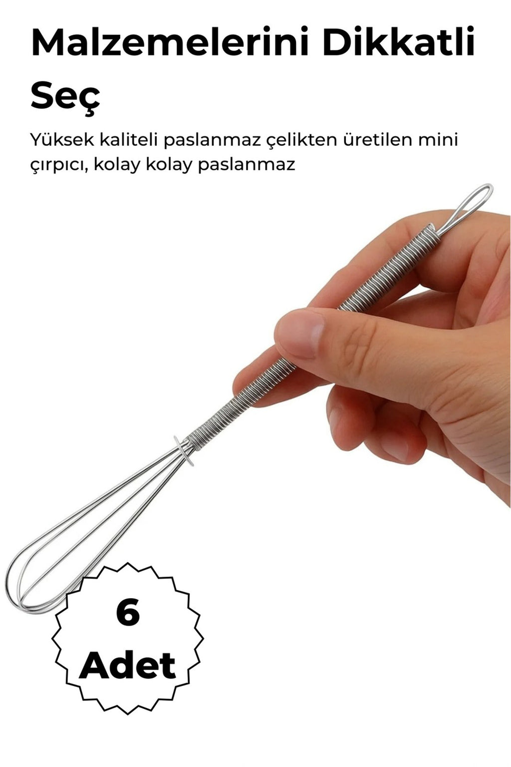 Mini Paslanmaz Çelik El Çırpıcı, Yumurta Sos ve Kahve Karıştırıcı (6 Adet)