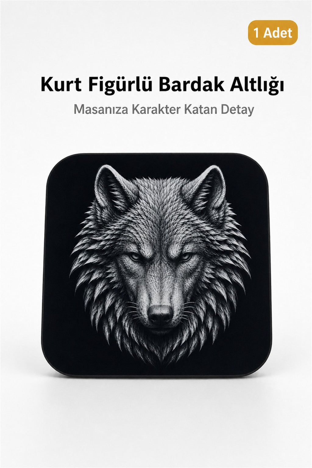 Kurt Figürlü Kaymaz Bardak Altlığı, Masa ve Sehpa Koruyucu (1 Adet)