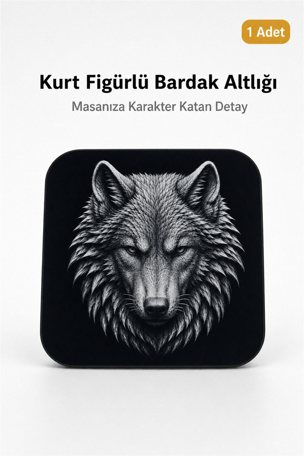 Kurt Figürlü Kaymaz Bardak Altlığı, Masa ve Sehpa Koruyucu (1 Adet)