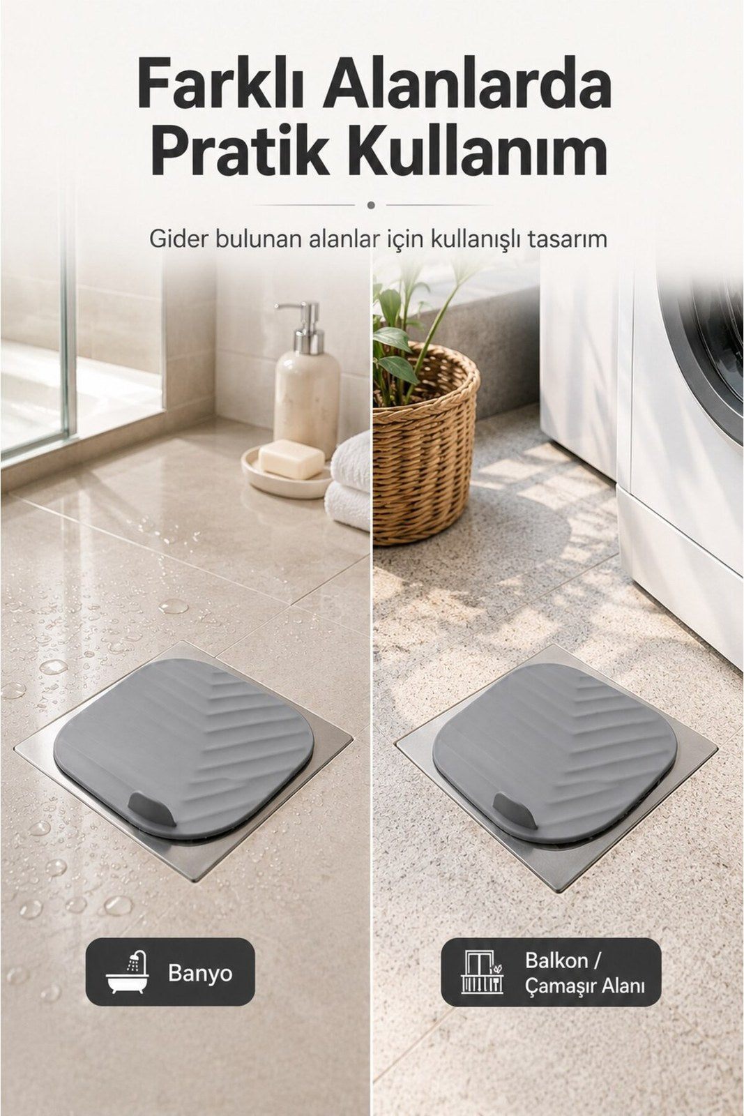 Silikon Gider Kapağı Esnek Banyo Duş Yer Süzgeci Kapatıcı