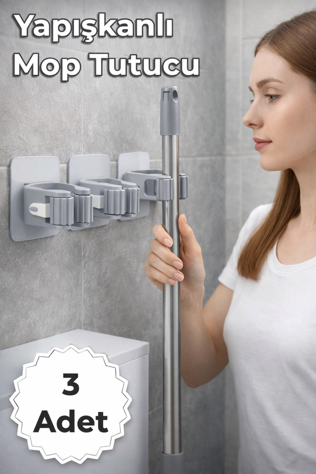 Çok Amaçlı Paspas ,Süpürge, Fırça Ve Mob Askısı Sap Tutucu Mutfak ve Banyo Askısı Seti