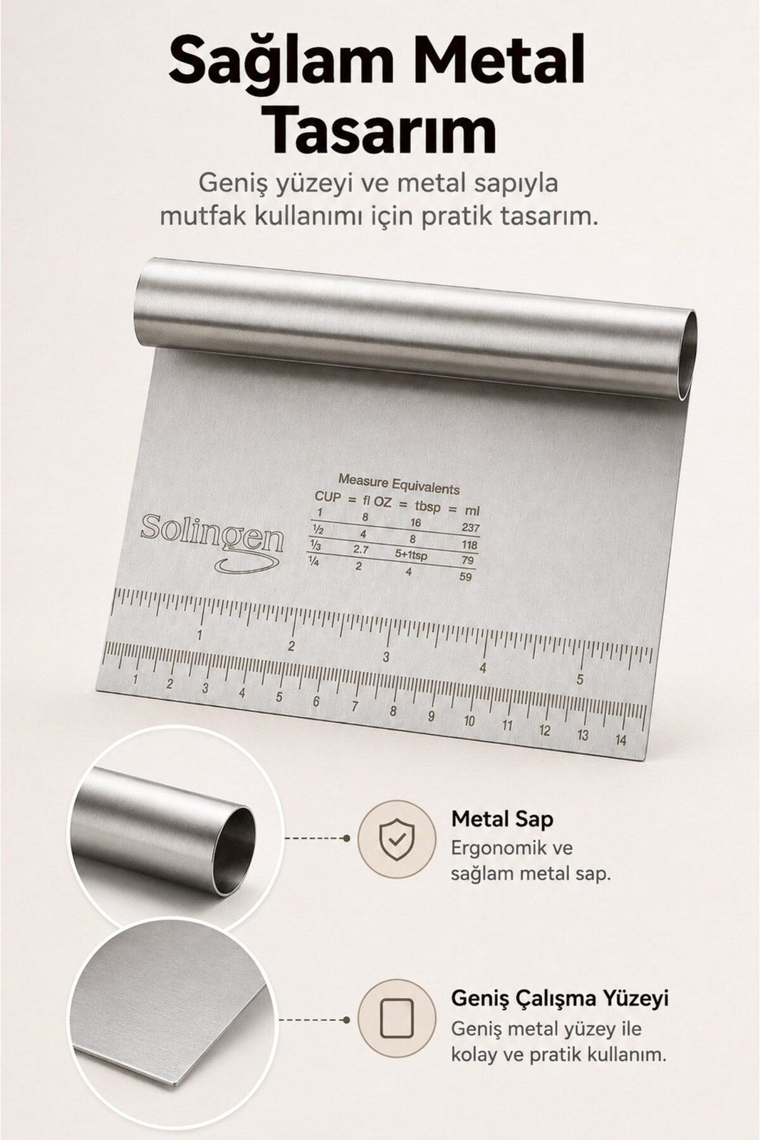 Paslanmaz Çelik Hamur Kesici Spatula