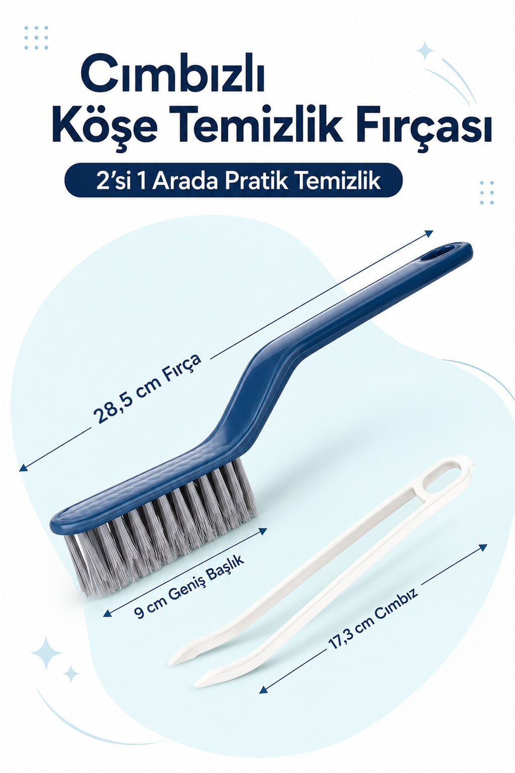 Cımbızlı Çok Amaçlı Temizlik Fırçası - Köşe, Derz ve Dar Alanlarda Pratik Temizlik (1 Adet)