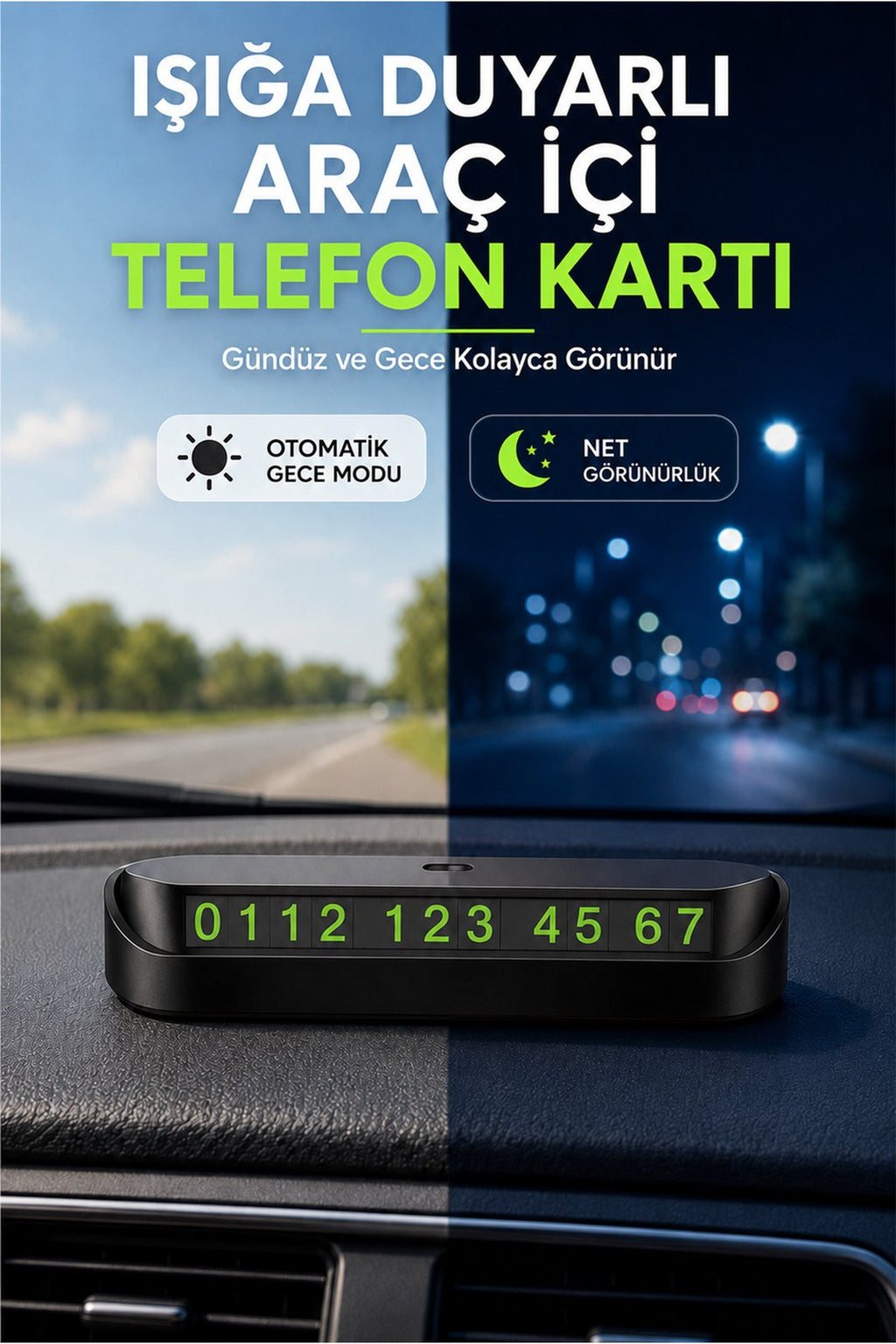Araç İçi Park Numaratörü - Gizli Telefon Numarası Kartı, Kompakt Tasarım (1 Adet)