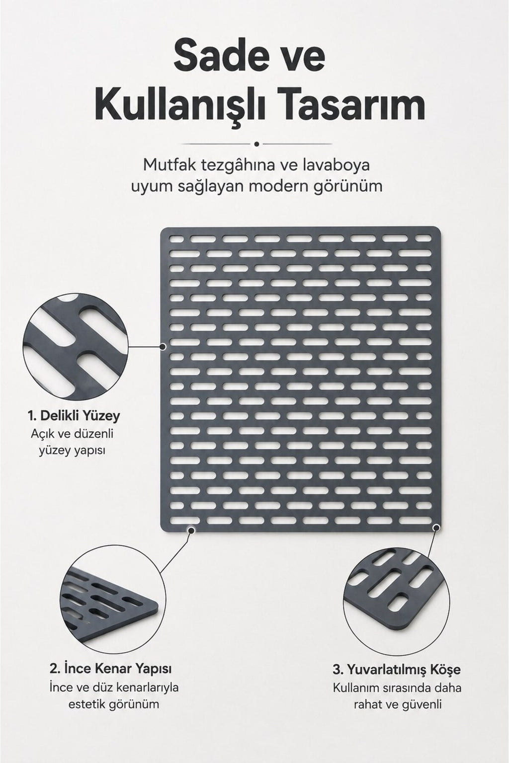 Kesilebilir Lavabo Tezgah Koruyucu Mat