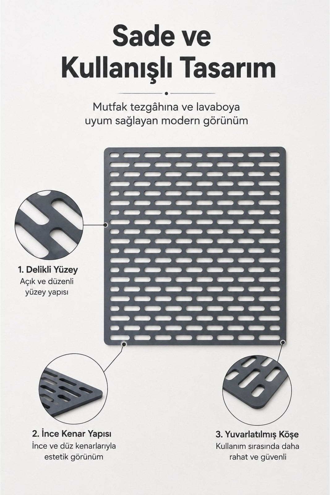 Kesilebilir Lavabo Tezgah Koruyucu Mat