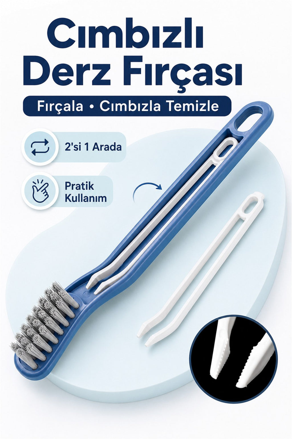 Cımbızlı Çok Amaçlı Temizlik Fırçası - Köşe, Derz ve Dar Alanlarda Pratik Temizlik (1 Adet)