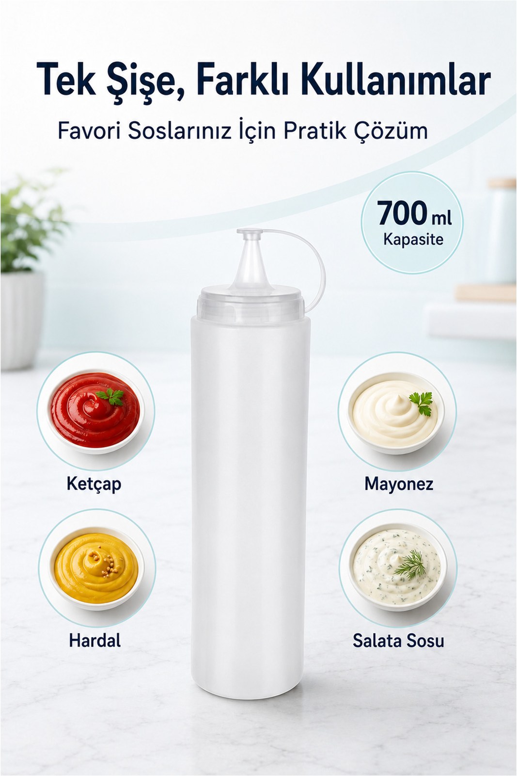Zeytinyağı Şişesi - Plastik Yağlık Sosluk Şişesi 700 Ml, Şeffaf Yağdanlık (1 Adet)