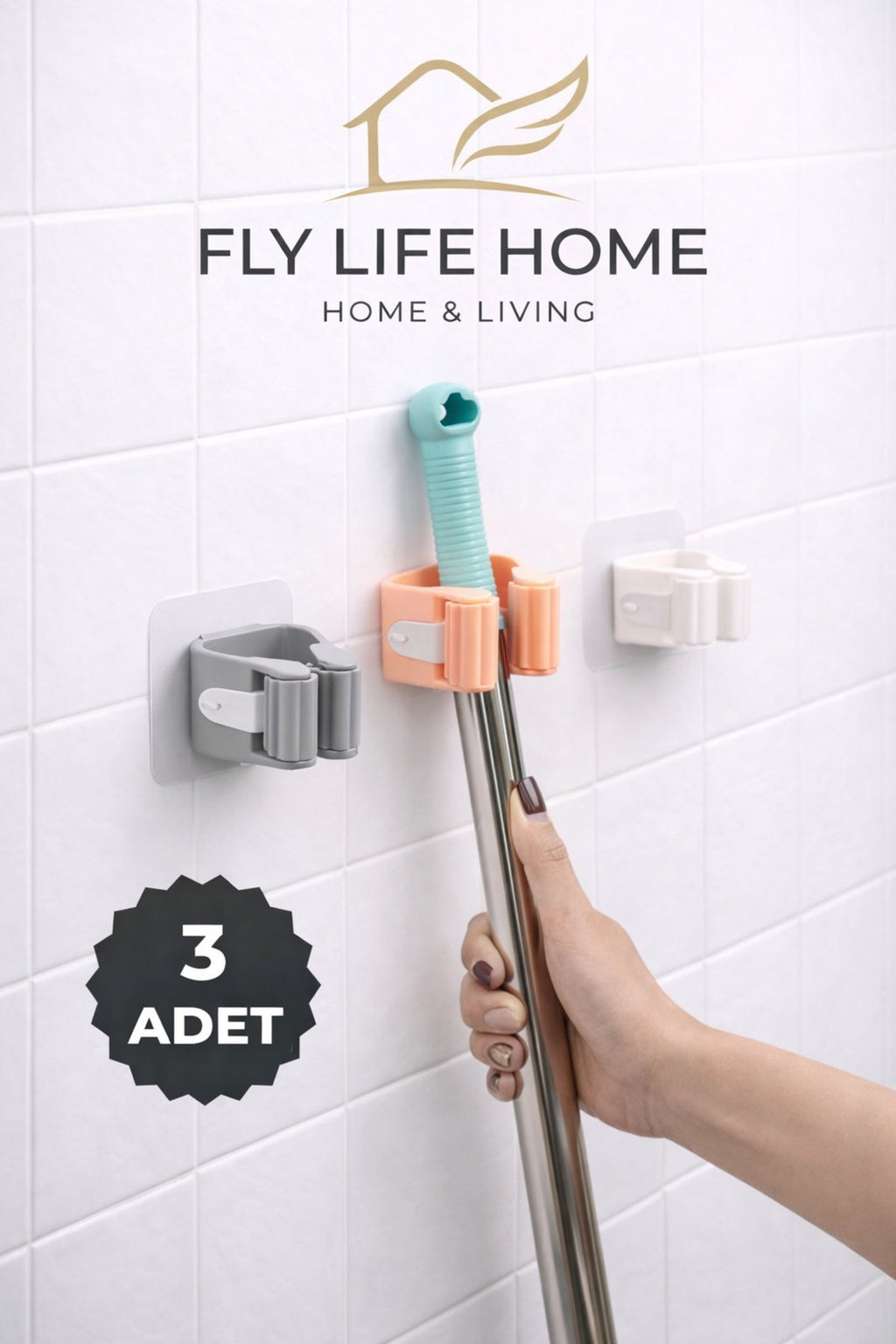 Çok Amaçlı Paspas ,Süpürge, Fırça Ve Mob Askısı Sap Tutucu Mutfak ve Banyo Askısı Seti