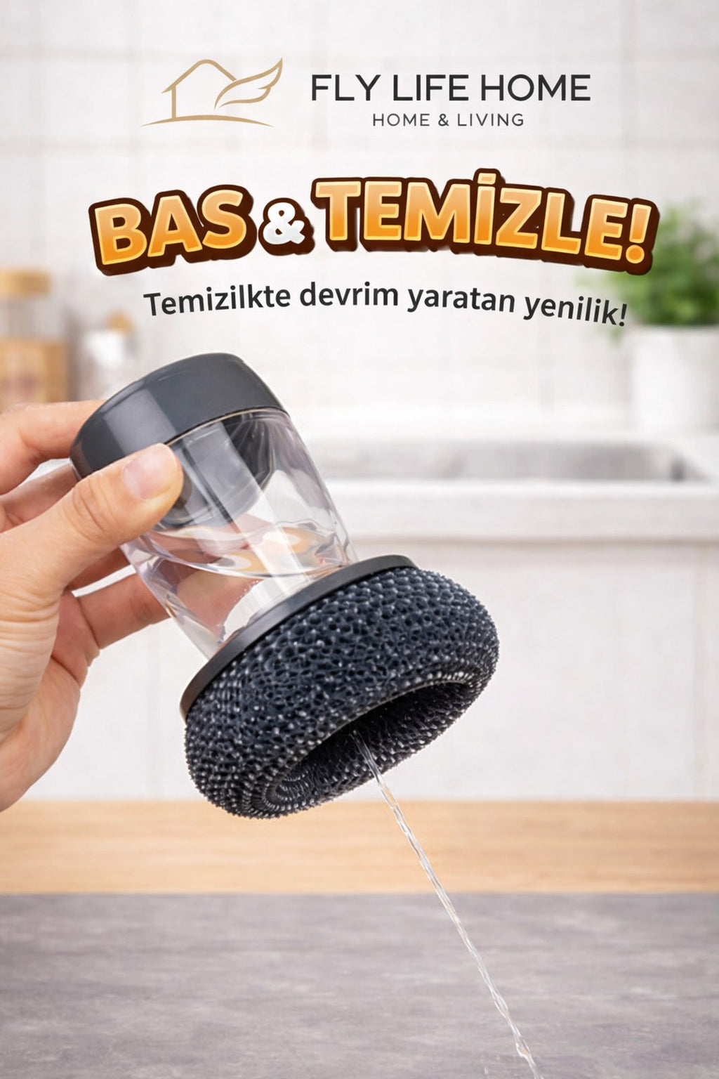 Deterjan Hazneli Bulaşık Yıkama Süngeri, Paslanmaz Tel Pratik Bulaşık Süngeri (1 Adet)