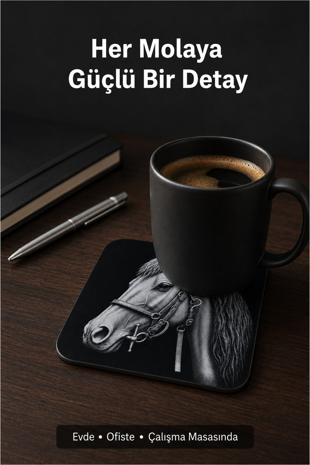 At Figürlü Kaymaz Bardak Altlığı, Masa ve Sehpa Koruyucu (1 Adet)