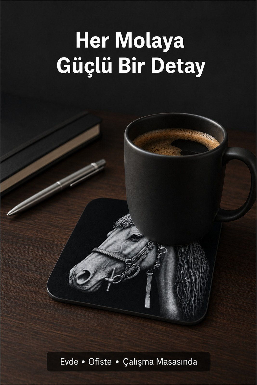At Figürlü Kaymaz Bardak Altlığı, Masa ve Sehpa Koruyucu (1 Adet)