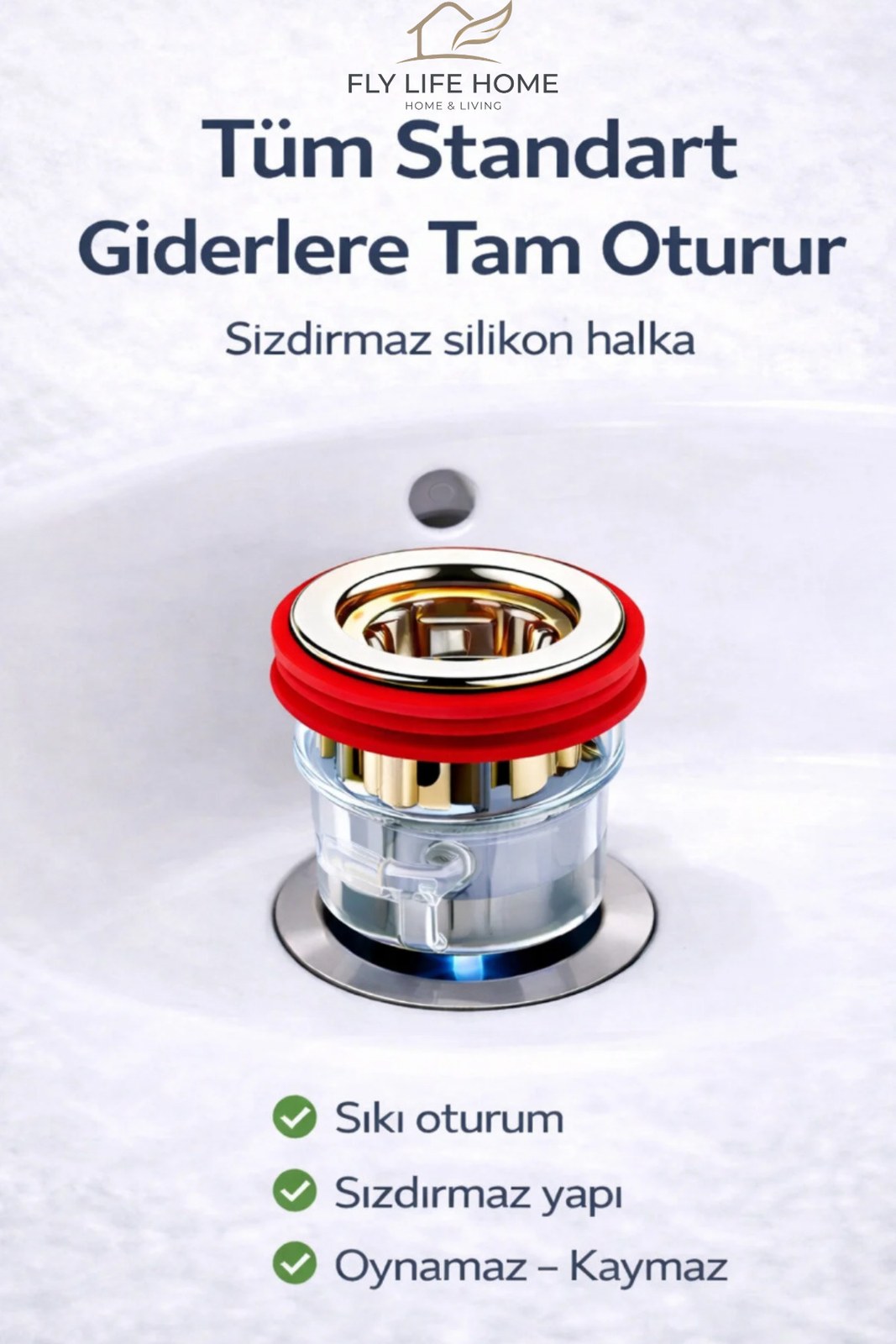 Gider Koku Önleyici Valfli Süzgeç – Silikon Halkalı Sızdırmaz Gider Kapağı