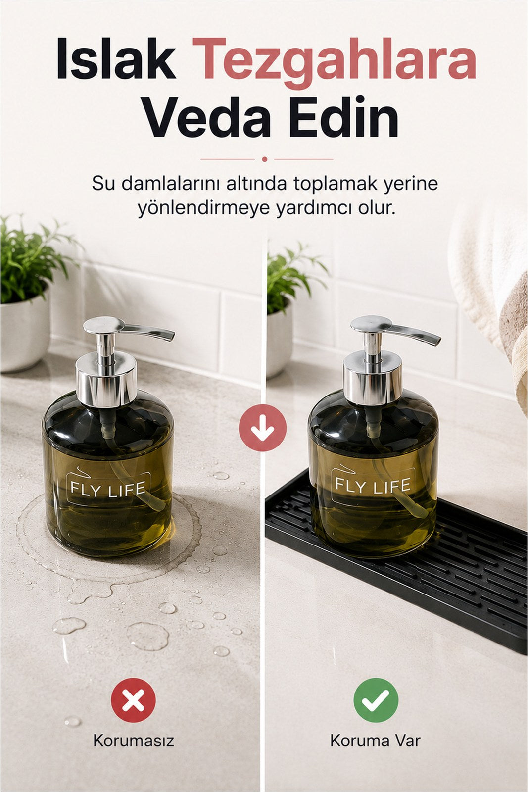 Silikon Damlalık Tepsi – Kaydırmaz Düzenleyici Mat (1 Adet)