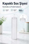 Zeytinyağı Şişesi - Plastik Yağlık Sosluk Şişesi 1000 Ml, Şeffaf Yağdanlık, Sosluk Ketçap (1 Adet)