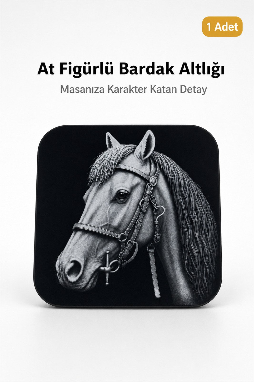 At Figürlü Kaymaz Bardak Altlığı, Masa ve Sehpa Koruyucu (1 Adet)