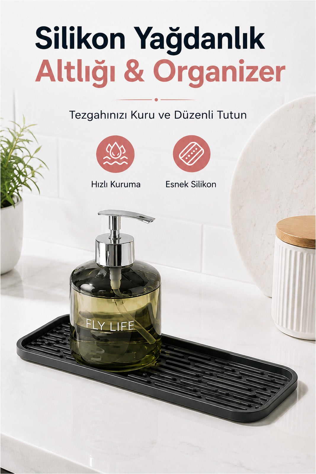 Silikon Damlalık Tepsi – Kaydırmaz Düzenleyici Mat (1 Adet)