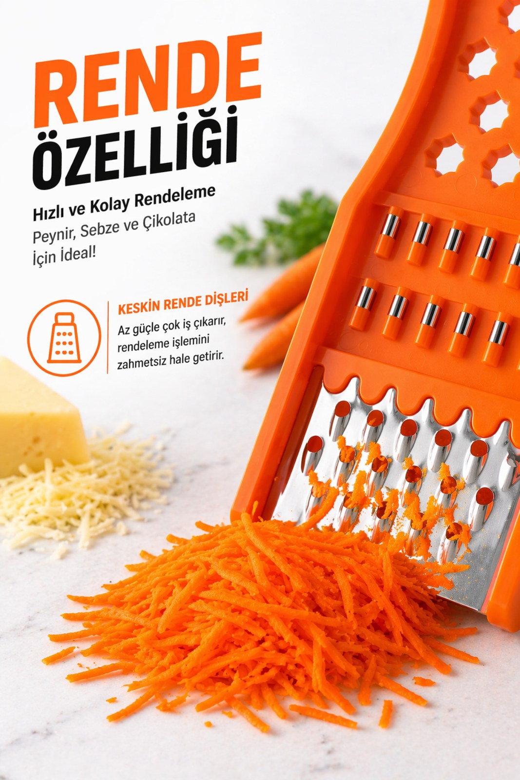 Çok Fonksiyonlu Sebze Dilimleyici Rende, Spiral ve Julienne Doğrayıcı (5 Adet)