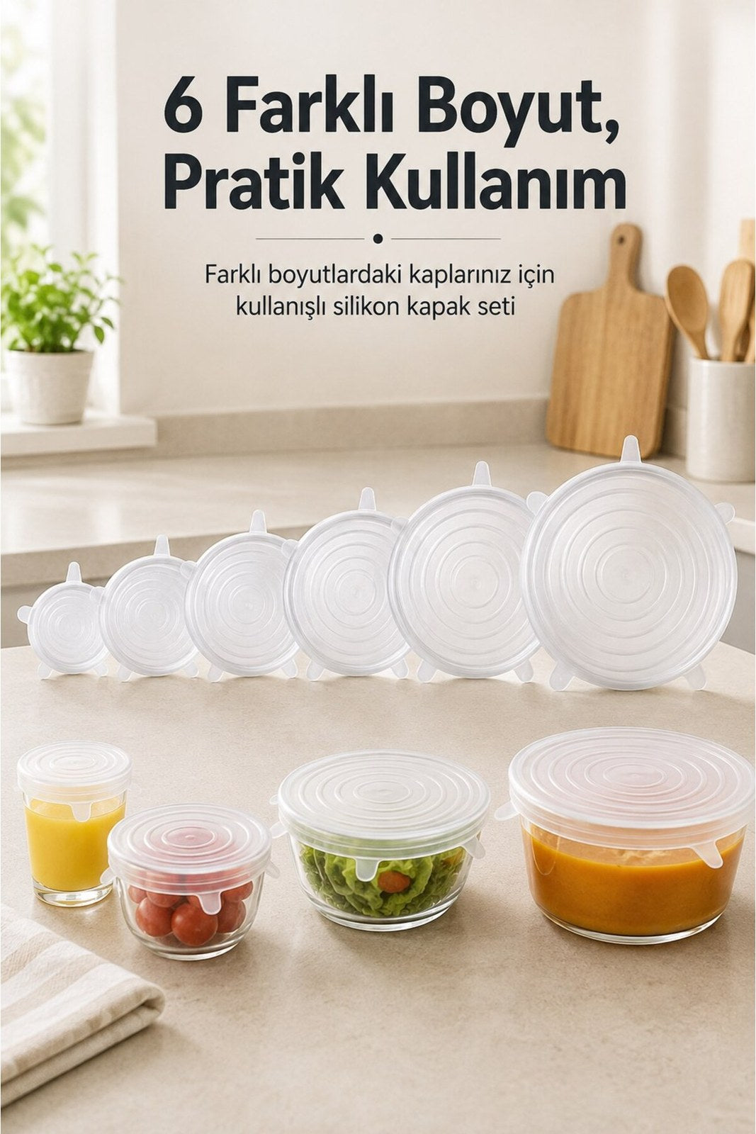 Esnek Silikon Streç Kapak Seti