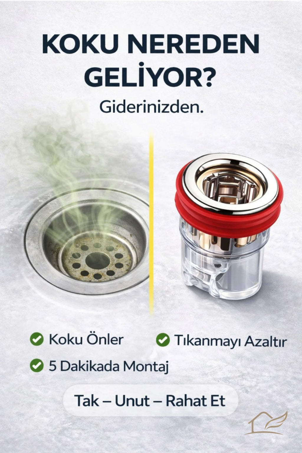 Gider Koku Önleyici Valfli Süzgeç – Silikon Halkalı Sızdırmaz Gider Kapağı