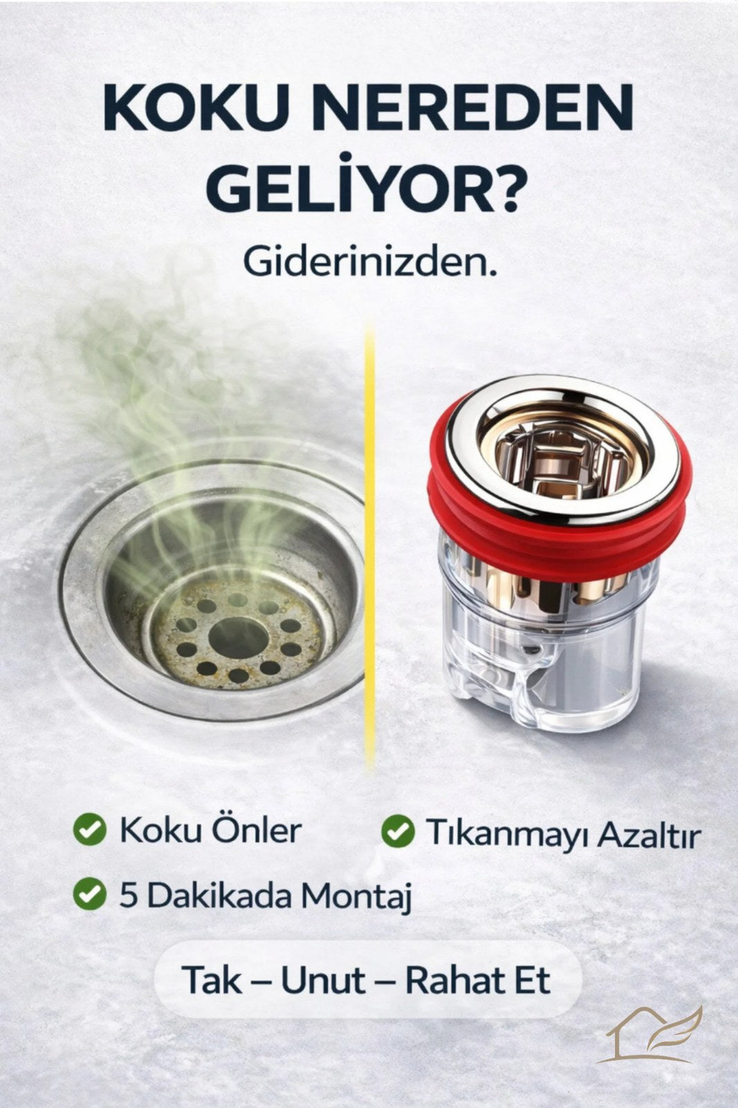 Gider Koku Önleyici Valfli Süzgeç – Silikon Halkalı Sızdırmaz Gider Kapağı