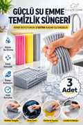 Çok Amaçlı Emici Sihirli Sünger, Oluklu Nemli Silgi ve Toz Toplayıcı (3 Adet)