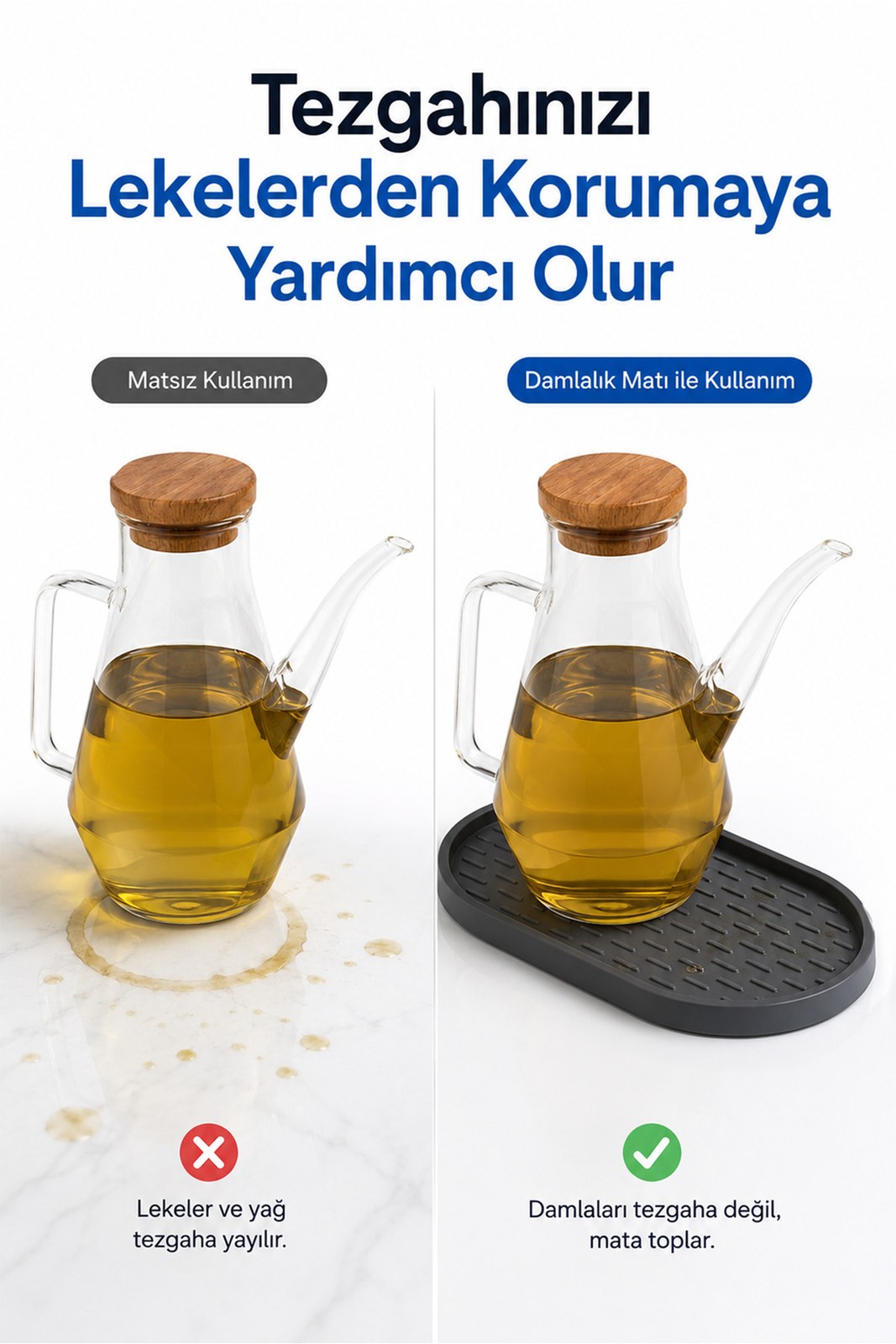 Oval Silikon Yağdanlık Altlığı ve Tezgah Organizeri (1 Adet)