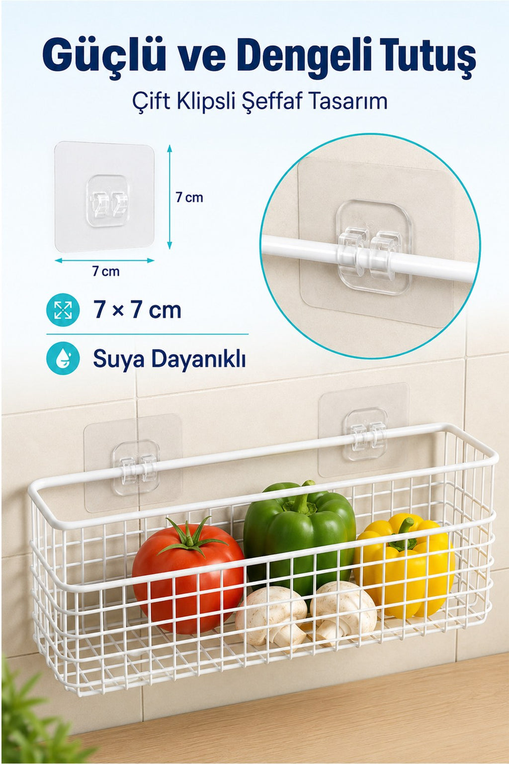 Banyo Askısı Yedek Yapışkan - Şeffaf Raf Tutucu, Delmeden Montaj Yedek Aparat (10 Adet)