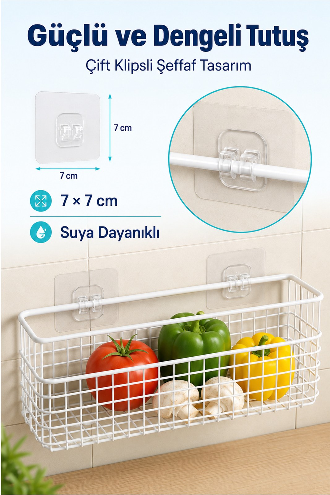Banyo Askısı Yedek Yapışkan - Şeffaf Raf Tutucu, Delmeden Montaj Yedek Aparat (10 Adet)