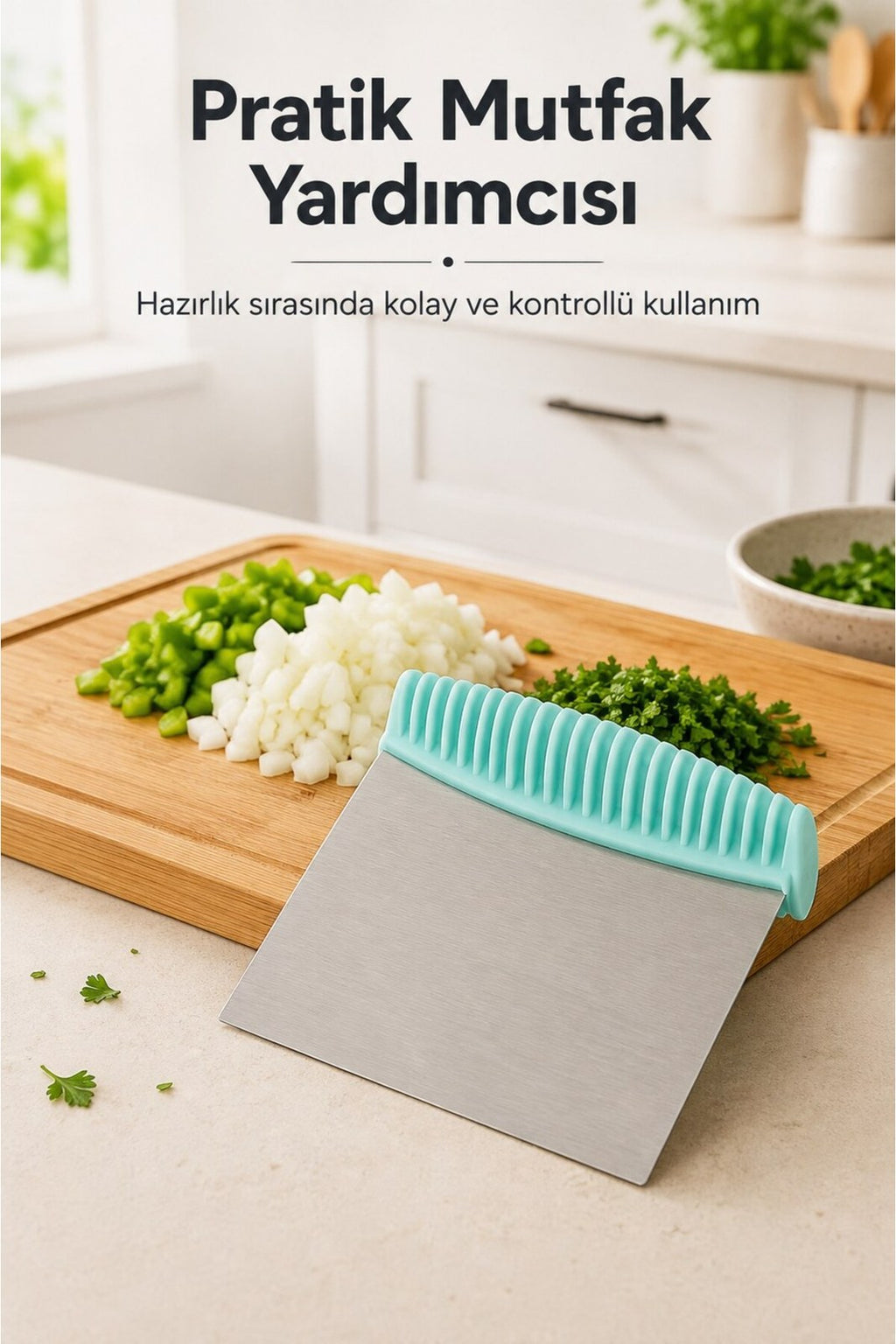 Paslanmaz Çelik Hamur Kesici ve Kazıyıcı Spatula