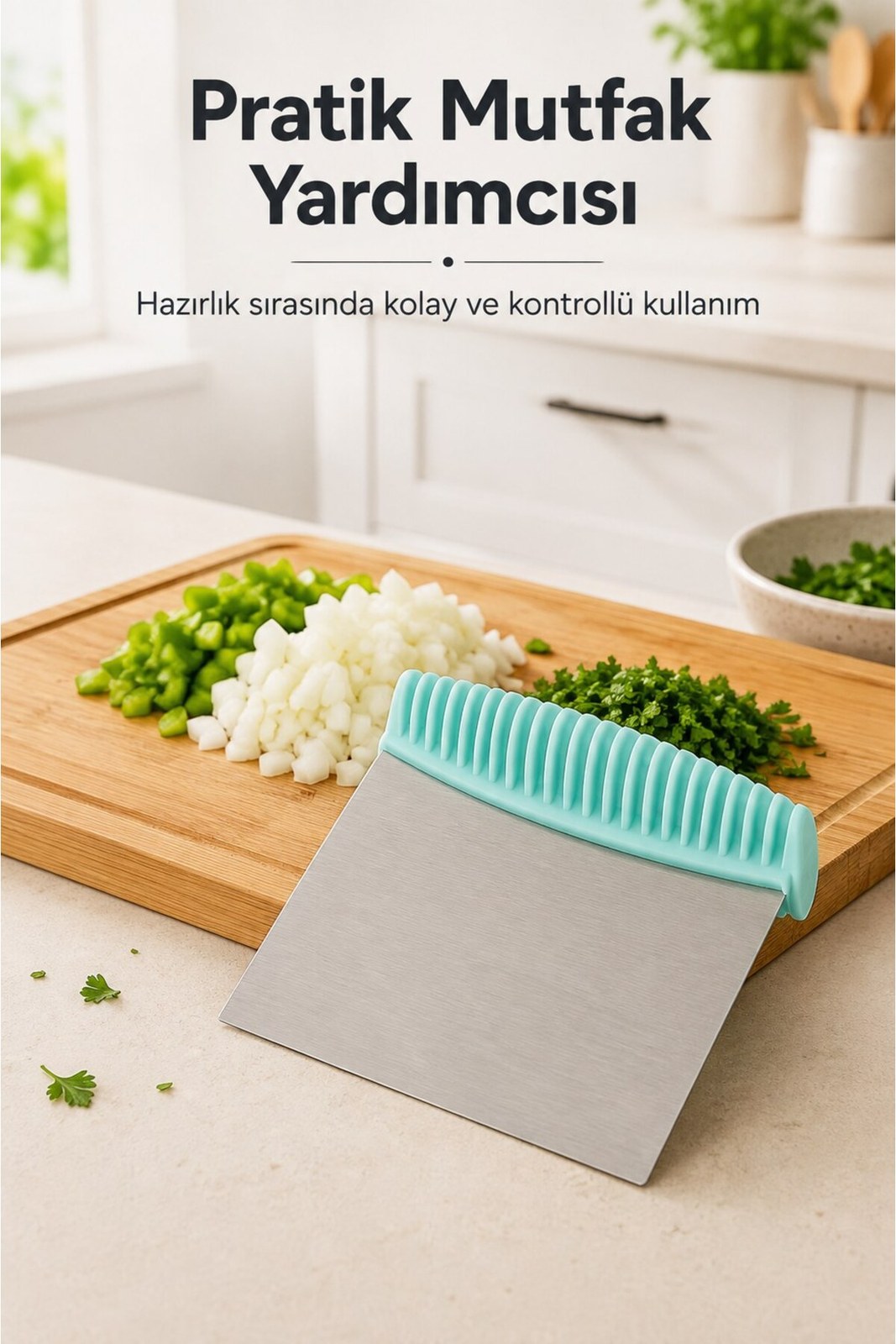 Paslanmaz Çelik Hamur Kesici ve Kazıyıcı Spatula