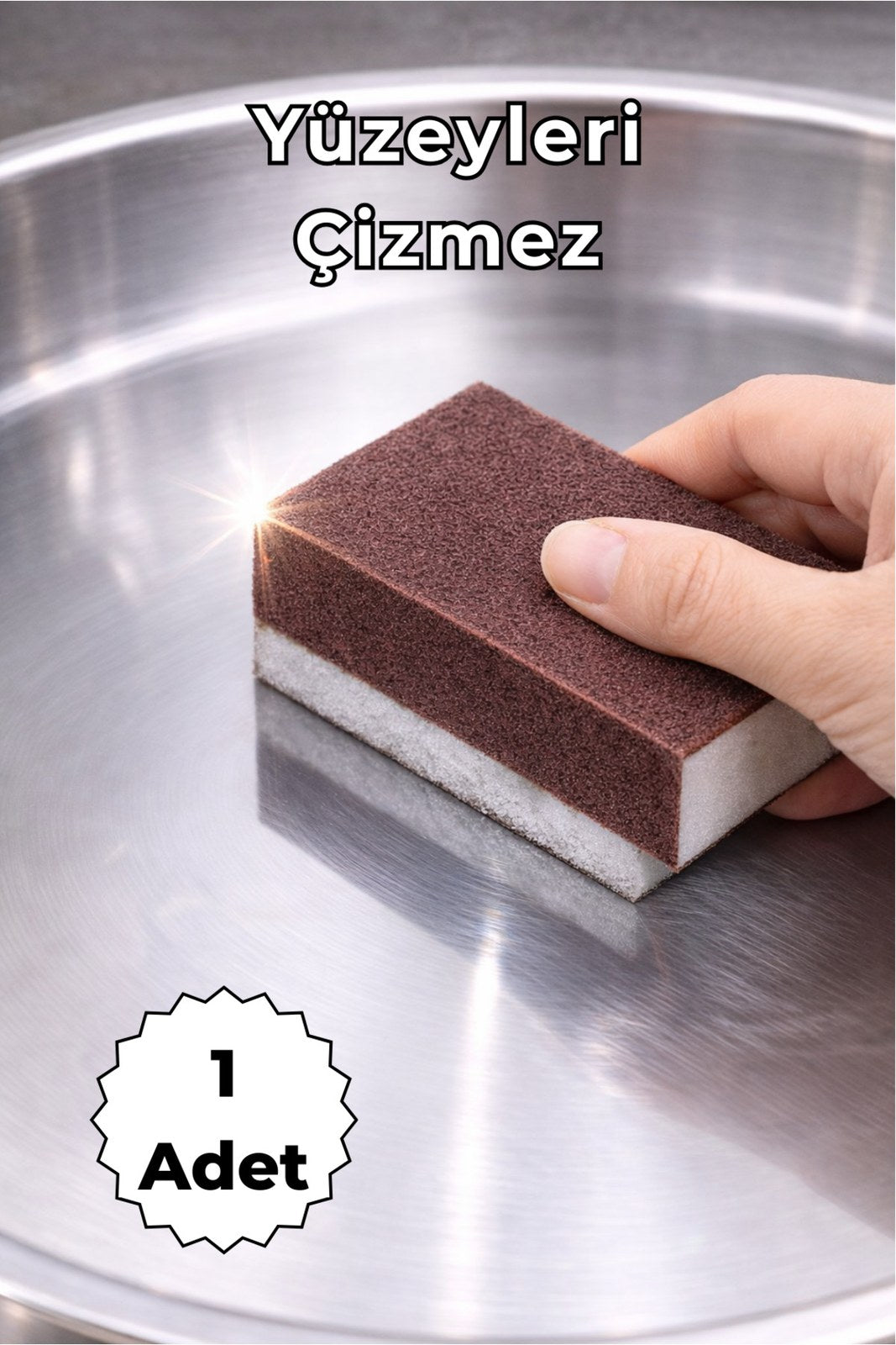 Nano Zımpara Temizlik Süngeri, Pas Kireç ve Zorlu Kir İçin Bulaşık Süngeri (1 Adet)