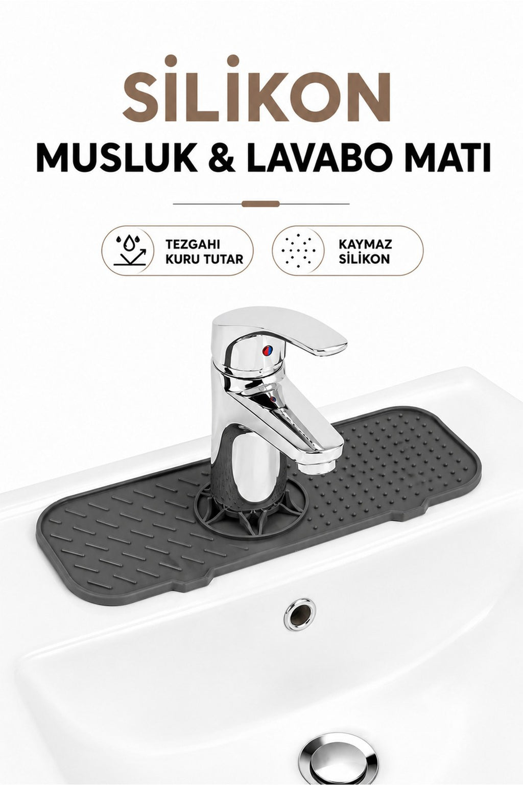 Bulaşık Kurutmalık - Silikon Musluk ve Lavabo Matı - Kaydırmaz Damlalık Tezgah Altlığı (1 Adet)