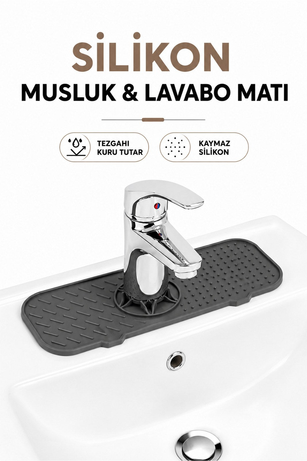 Bulaşık Kurutmalık - Silikon Musluk ve Lavabo Matı - Kaydırmaz Damlalık Tezgah Altlığı (1 Adet)