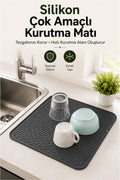 Büyük Boy Silikon Bulaşık Kurutma Matı 39x31 cm, Kaymaz Tezgah Koruyucu (1 Adet)