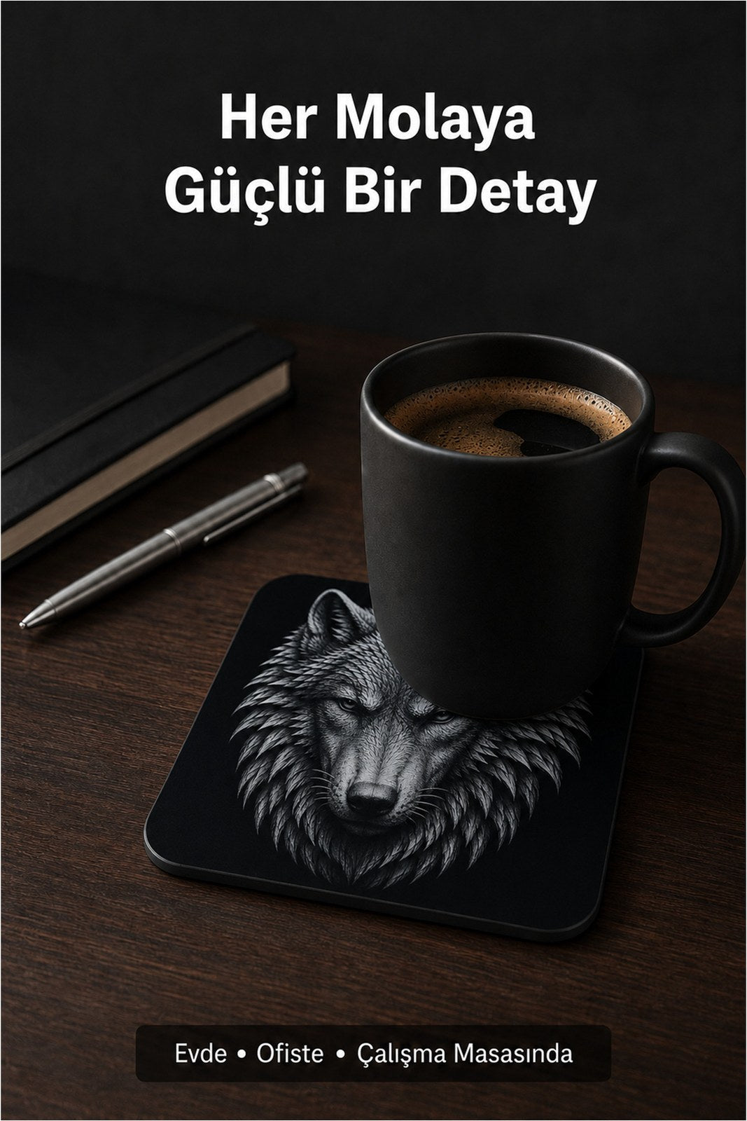 Kurt Figürlü Kaymaz Bardak Altlığı, Masa ve Sehpa Koruyucu (1 Adet)