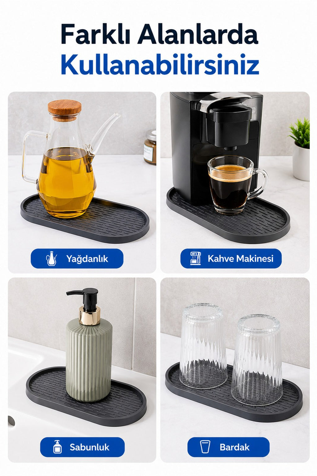 Oval Silikon Yağdanlık Altlığı ve Tezgah Organizeri (1 Adet)