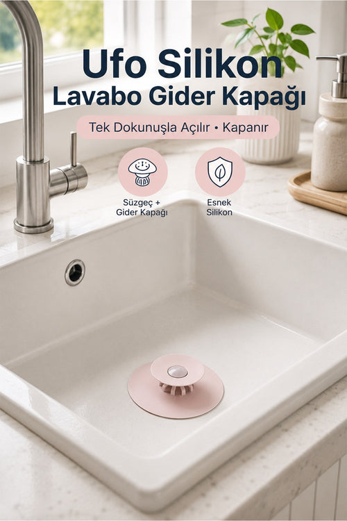 2 Fonksiyonlu Silikon Lavabo Süzgeci ve Gider Kapatıcı, Küvet Tıkacı (1 Adet)