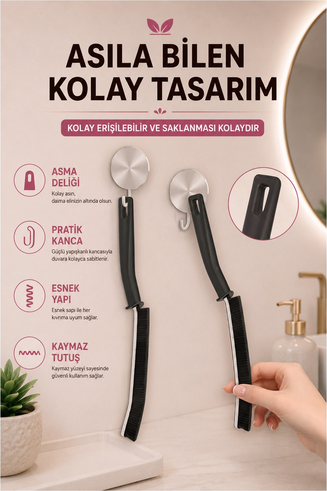 İnce Telli Derz Fırçası - Pencere ve Kapı Kanal Temizlik Fırçası (1 Adet)