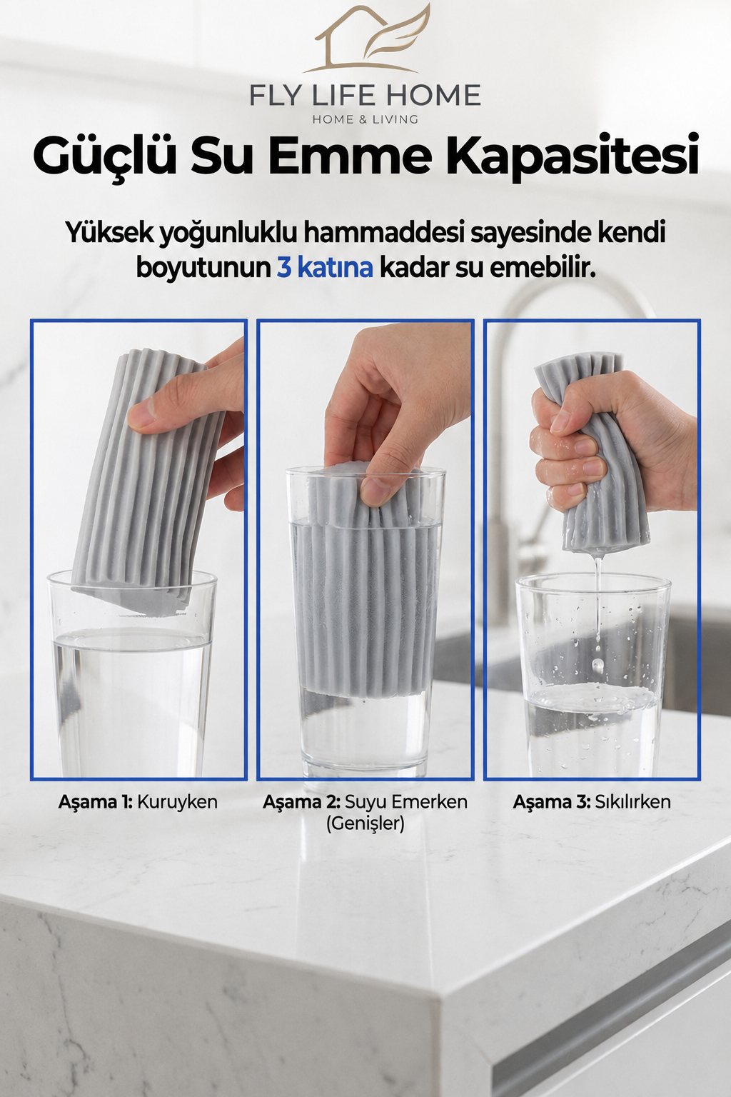 Çok Amaçlı Emici Sihirli Sünger, Oluklu Nemli Silgi ve Toz Toplayıcı (1 Adet)
