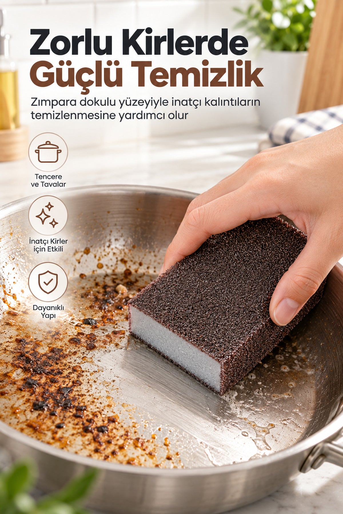 Nano Zımpara Temizlik Süngeri, Pas Kireç ve Zorlu Kir İçin Bulaşık Süngeri