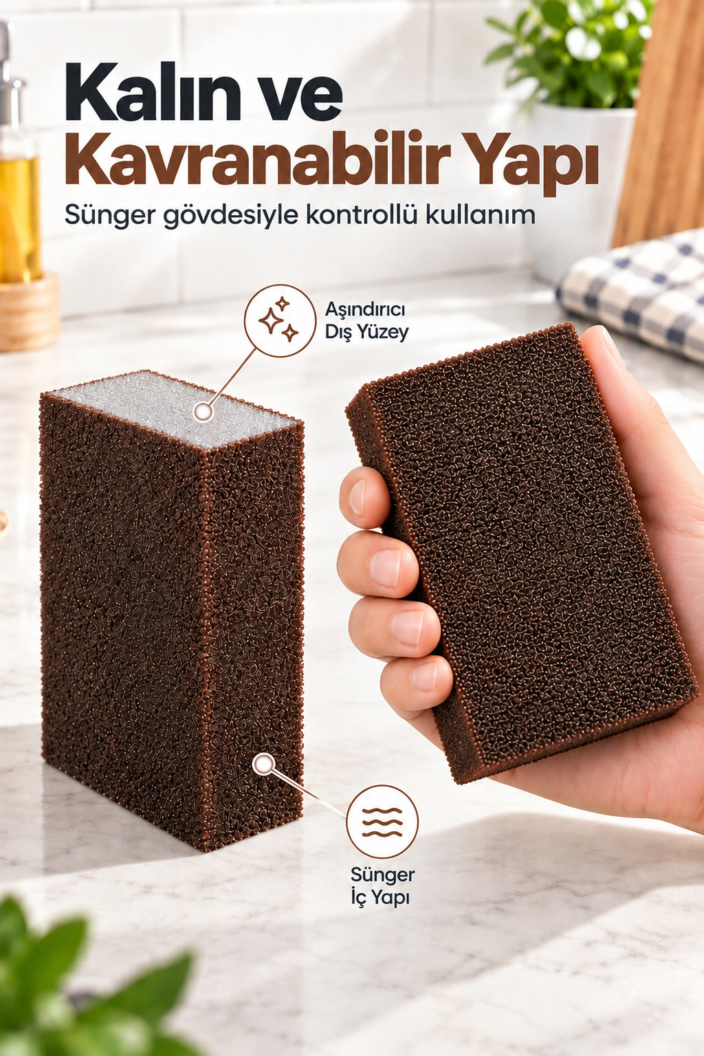 Nano Zımpara Temizlik Süngeri, Pas Kireç ve Zorlu Kir İçin Bulaşık Süngeri